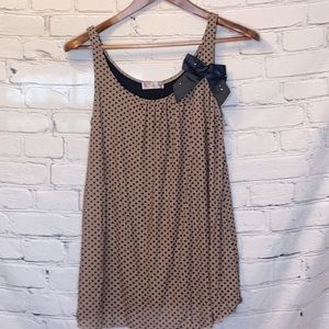 Julie's Closet Tan Black Polka Dot Maternity Sleeveless Tank Top Size Medium